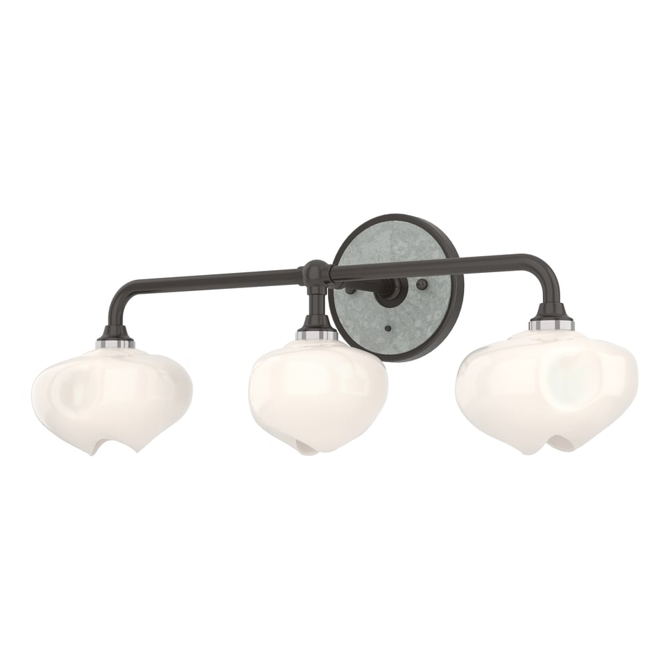 Ume 3-Light Curved Arm Bath Sconce by Hubbardton Forge - Frosted Glass, Dimmable, Multiple Finishes