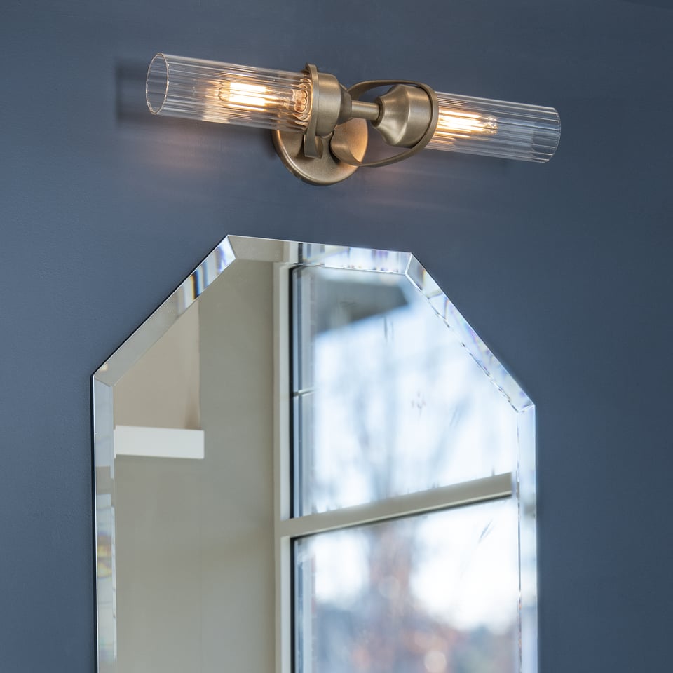 Bow 2-Light Bath Sconce by Hubbardton Forge - Versatile Install, Clear Glass Shades, UL Damp Rated