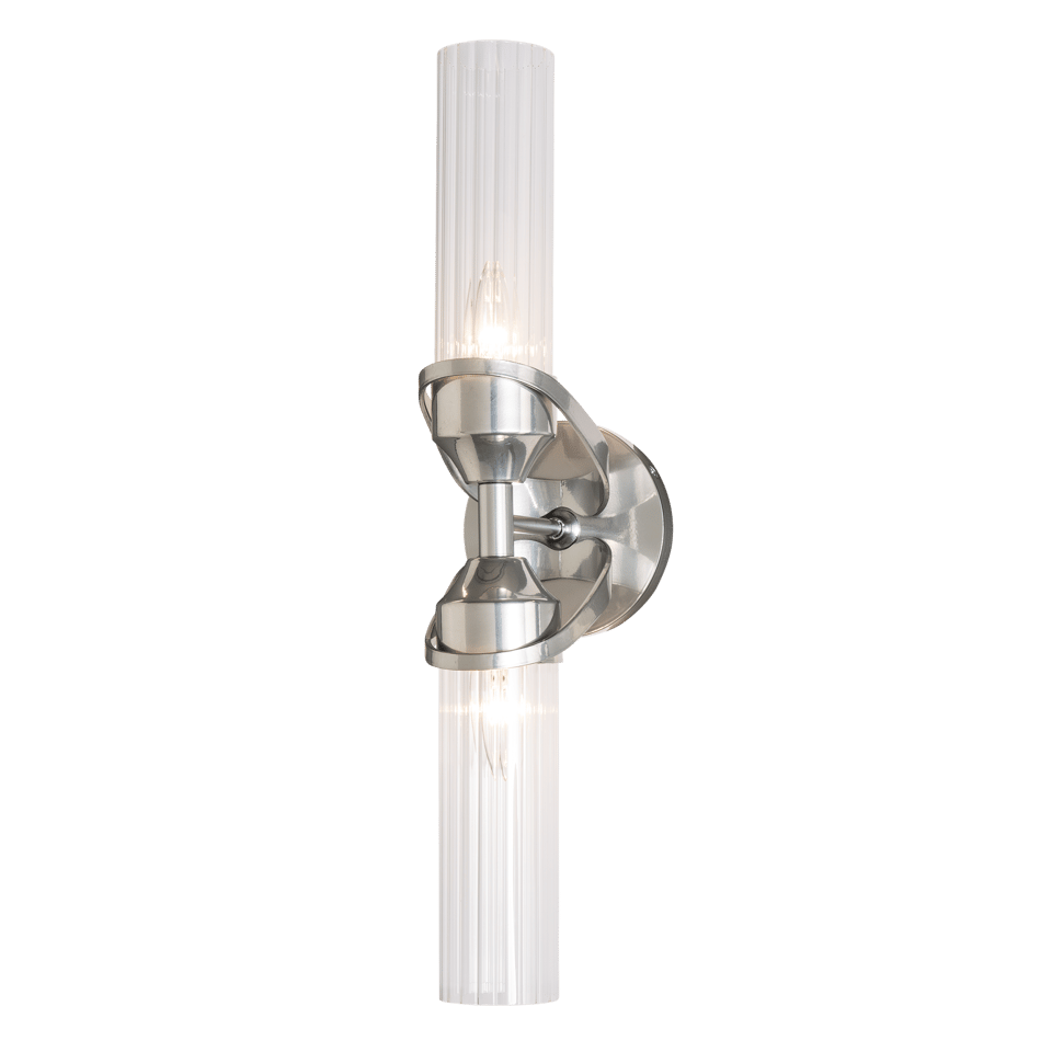 Bow 2-Light Bath Sconce by Hubbardton Forge - Versatile Install, Clear Glass Shades, UL Damp Rated