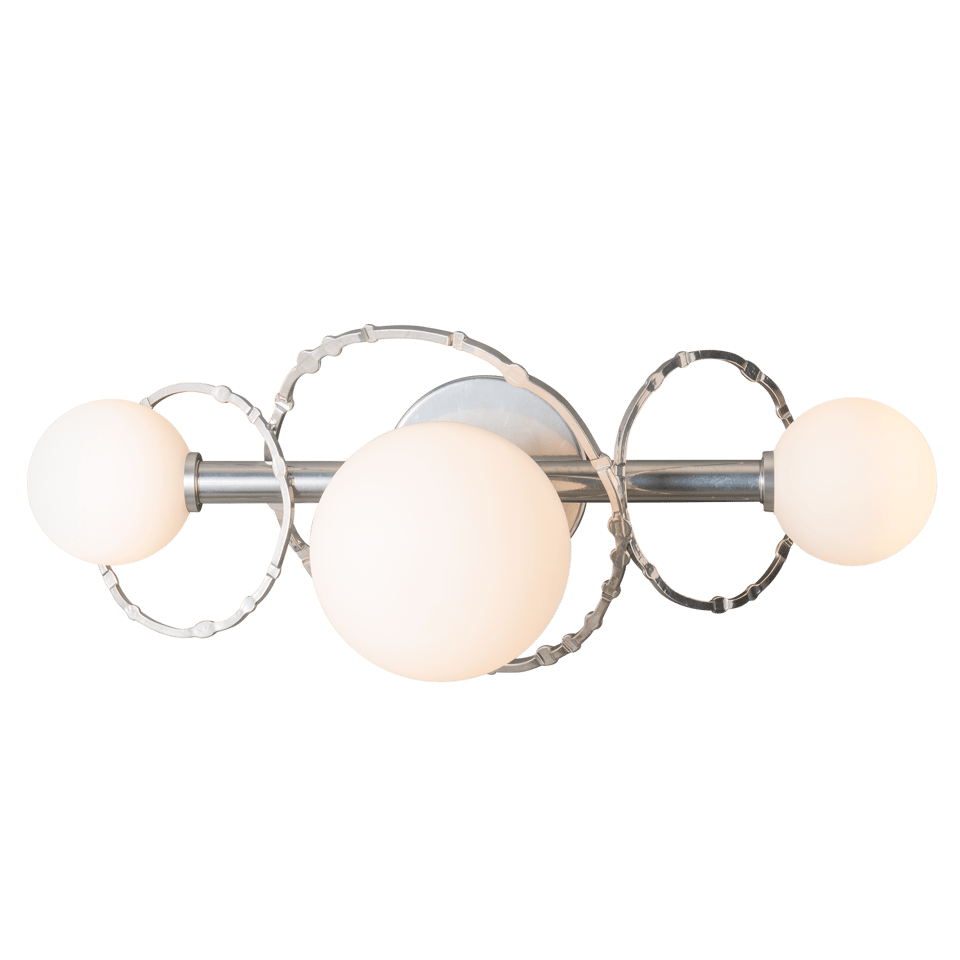 Olympus 3-Light Bath Sconce by Hubbardton Forge, Opal Glass Shades, Dimmable, UL Damp Rated, 8x21.8x9