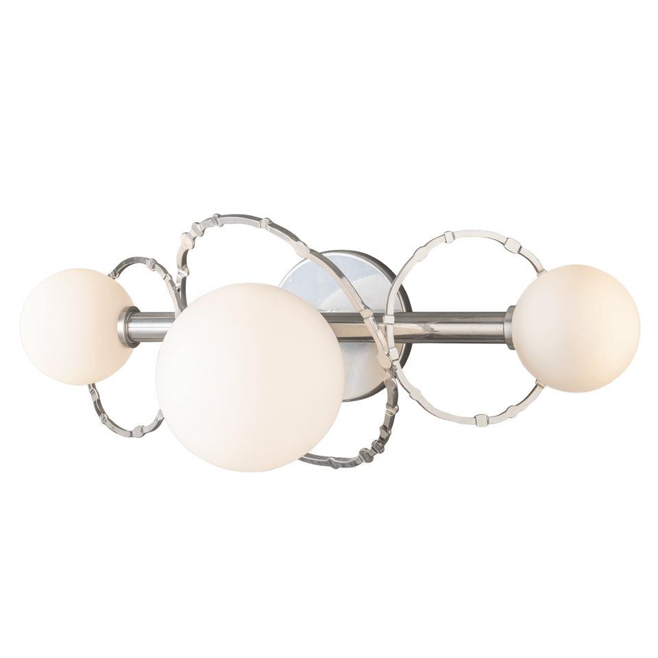 Olympus 3-Light Bath Sconce by Hubbardton Forge, Opal Glass Shades, Dimmable, UL Damp Rated, 8x21.8x9