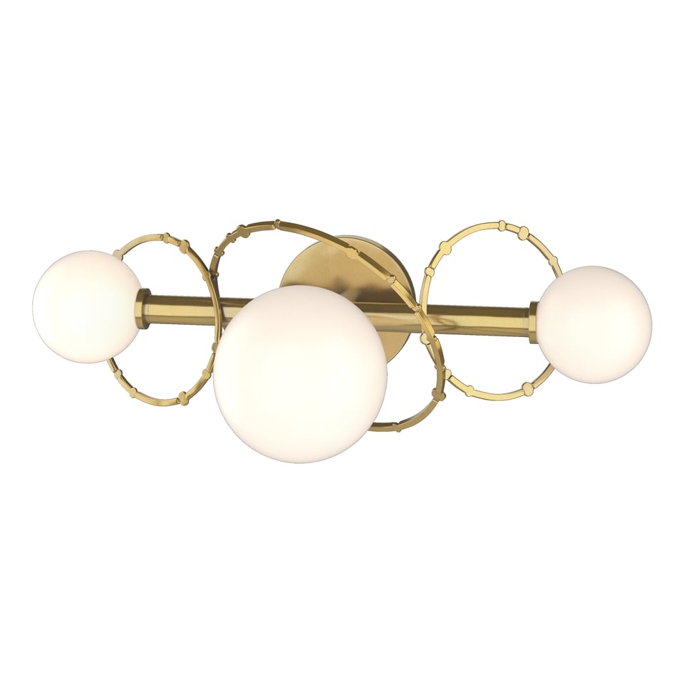 Olympus 3-Light Bath Sconce by Hubbardton Forge, Opal Glass Shades, Dimmable, UL Damp Rated, 8x21.8x9