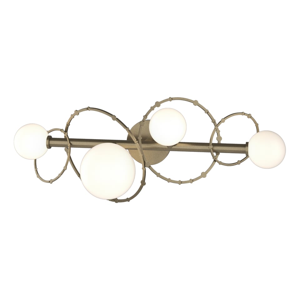 Olympus 4-Light Bath Sconce by Hubbardton Forge - Dimmable Opal Glass & Unique Metal Design