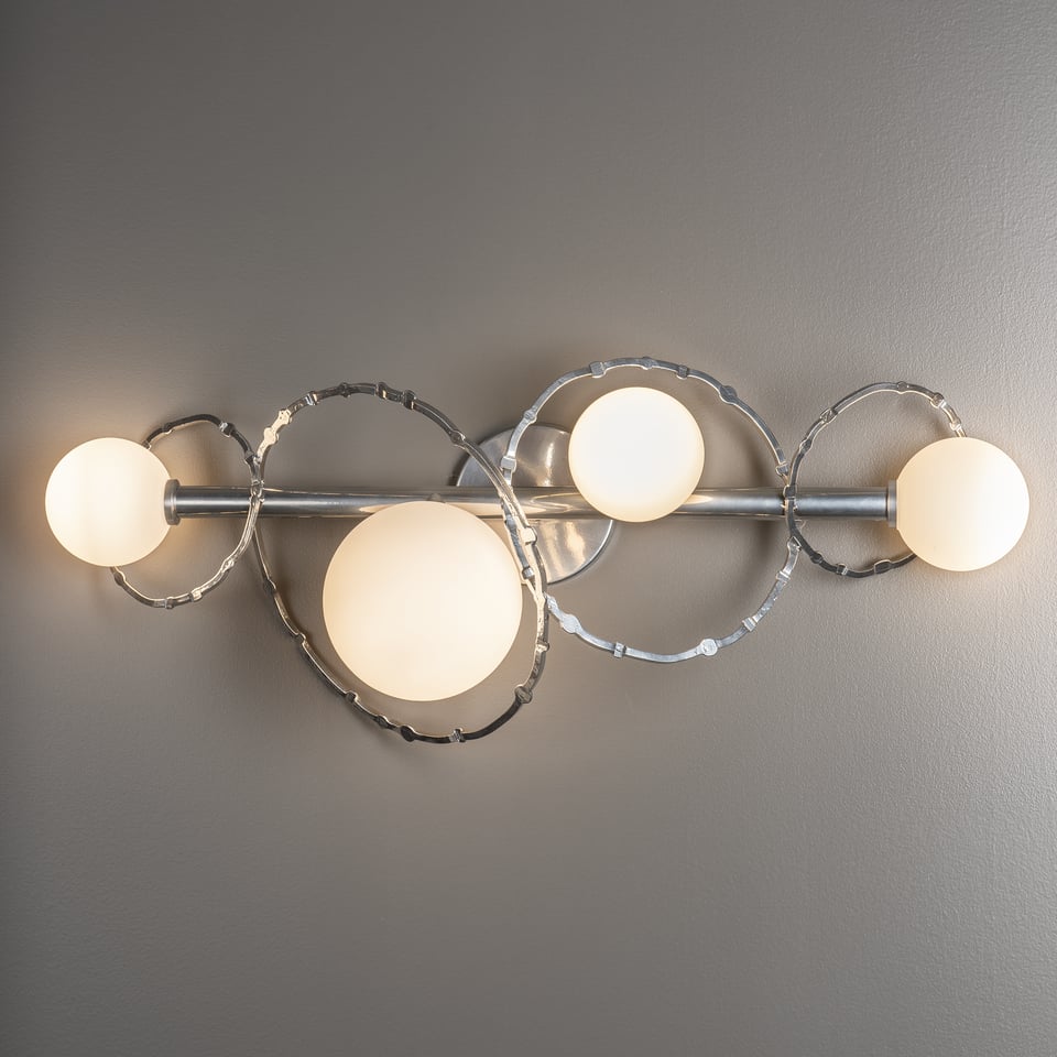 Olympus 4-Light Bath Sconce by Hubbardton Forge - Dimmable Opal Glass & Unique Metal Design