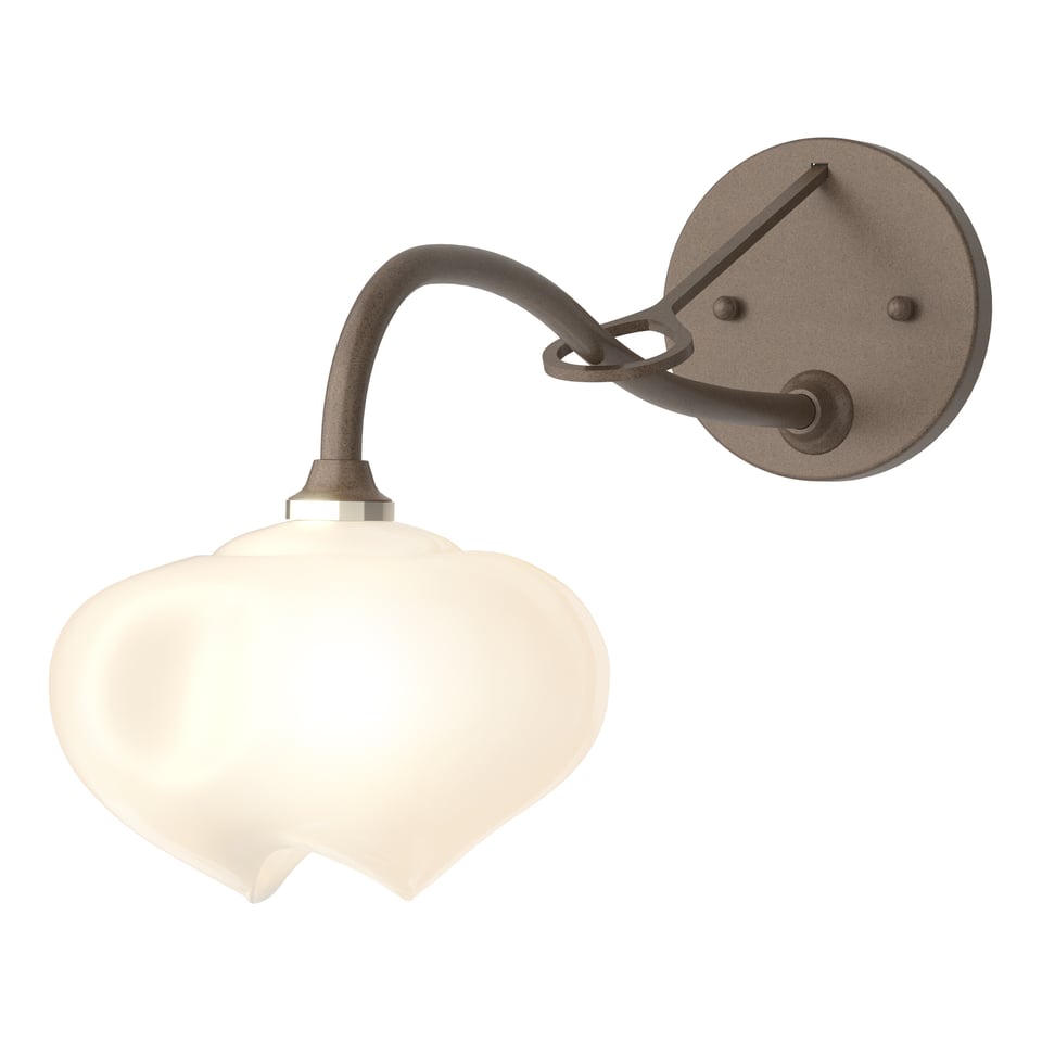 Ume 1-Light Long-Arm Sconce by Hubbardton Forge with Dimming, Frosted Glass Shade, Multiple Finishes