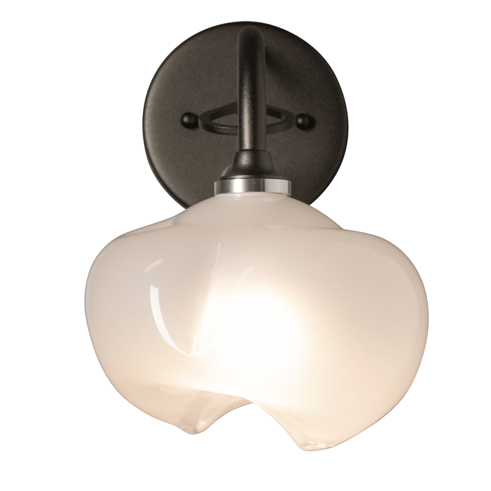 Ume 1-Light Long-Arm Sconce by Hubbardton Forge with Dimming, Frosted Glass Shade, Multiple Finishes