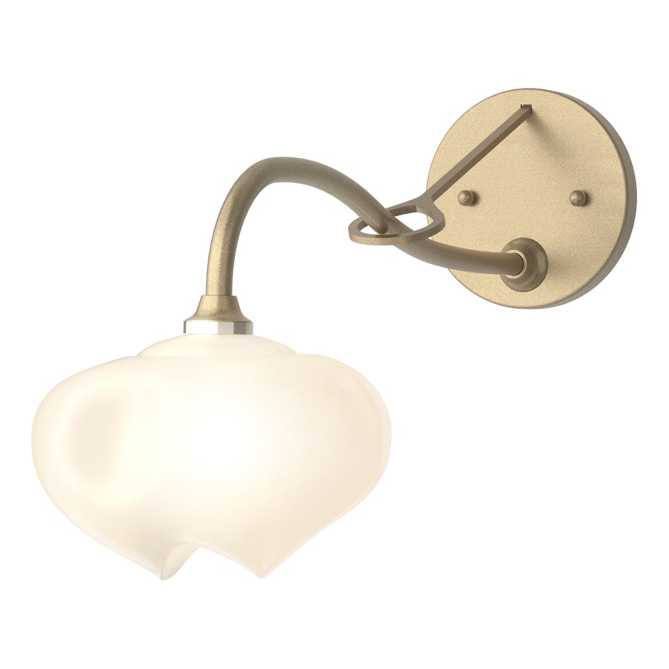 Ume 1-Light Long-Arm Sconce by Hubbardton Forge with Dimming, Frosted Glass Shade, Multiple Finishes