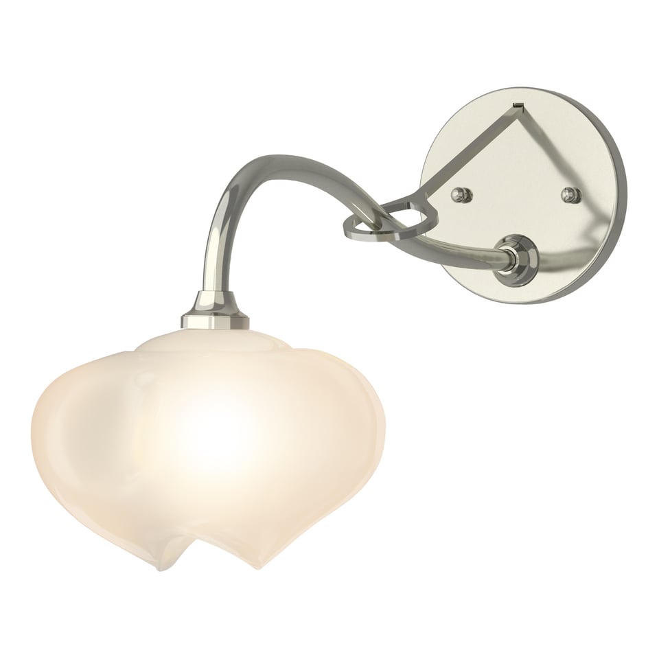 Ume 1-Light Long-Arm Sconce by Hubbardton Forge with Dimming, Frosted Glass Shade, Multiple Finishes