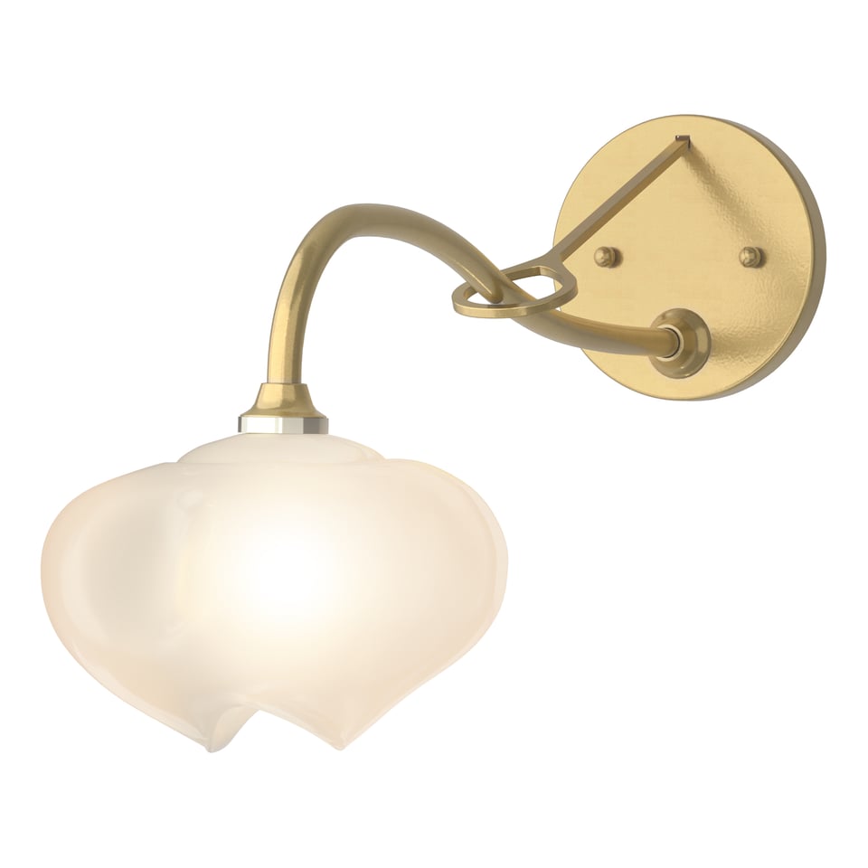 Ume 1-Light Long-Arm Sconce by Hubbardton Forge with Dimming, Frosted Glass Shade, Multiple Finishes