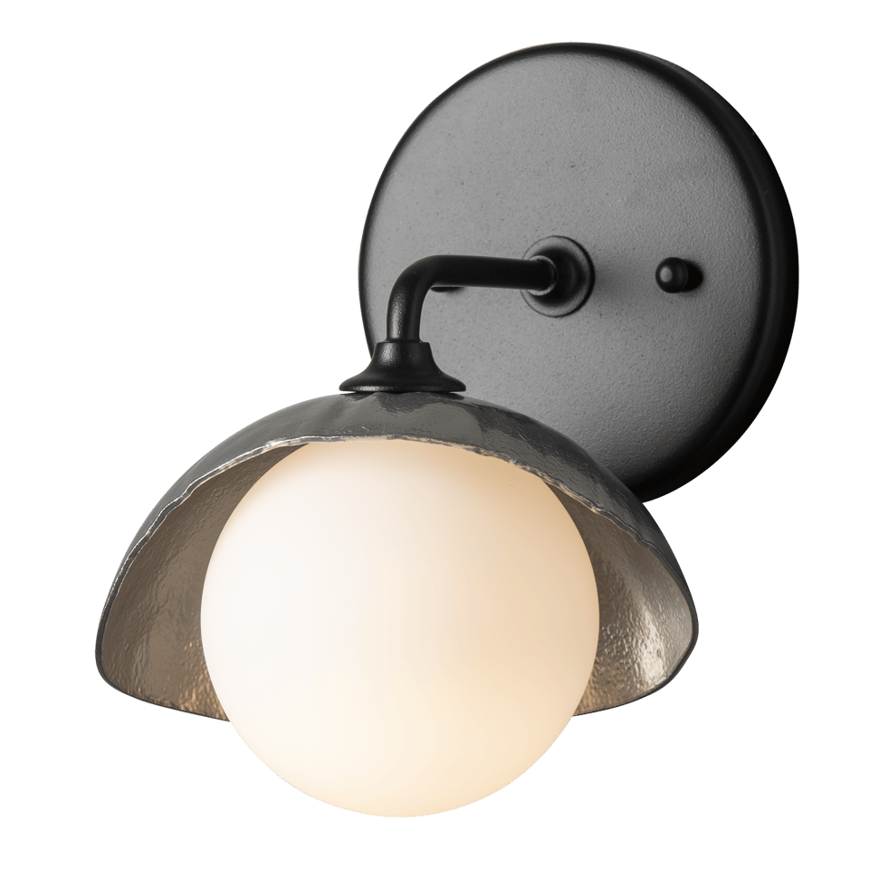 Brooklyn 1-Light Bath Sconce with Opal Glass Shade by Hubbardton Forge - Dimmable, Artisan Crafted, UL Damp Rated