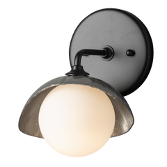 Brooklyn 1-Light Bath Sconce with Opal Glass Shade by Hubbardton Forge - Dimmable, Artisan Crafted, UL Damp Rated