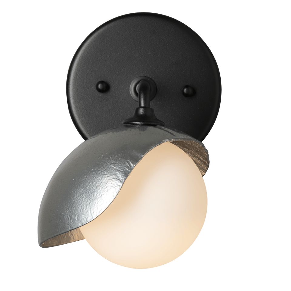 Brooklyn 1-Light Bath Sconce with Opal Glass Shade by Hubbardton Forge - Dimmable, Artisan Crafted, UL Damp Rated