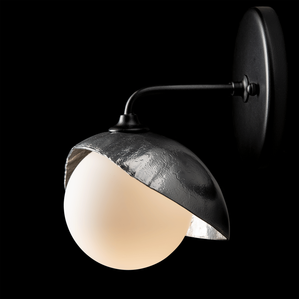 Brooklyn 1-Light Bath Sconce with Opal Glass Shade by Hubbardton Forge - Dimmable, Artisan Crafted, UL Damp Rated