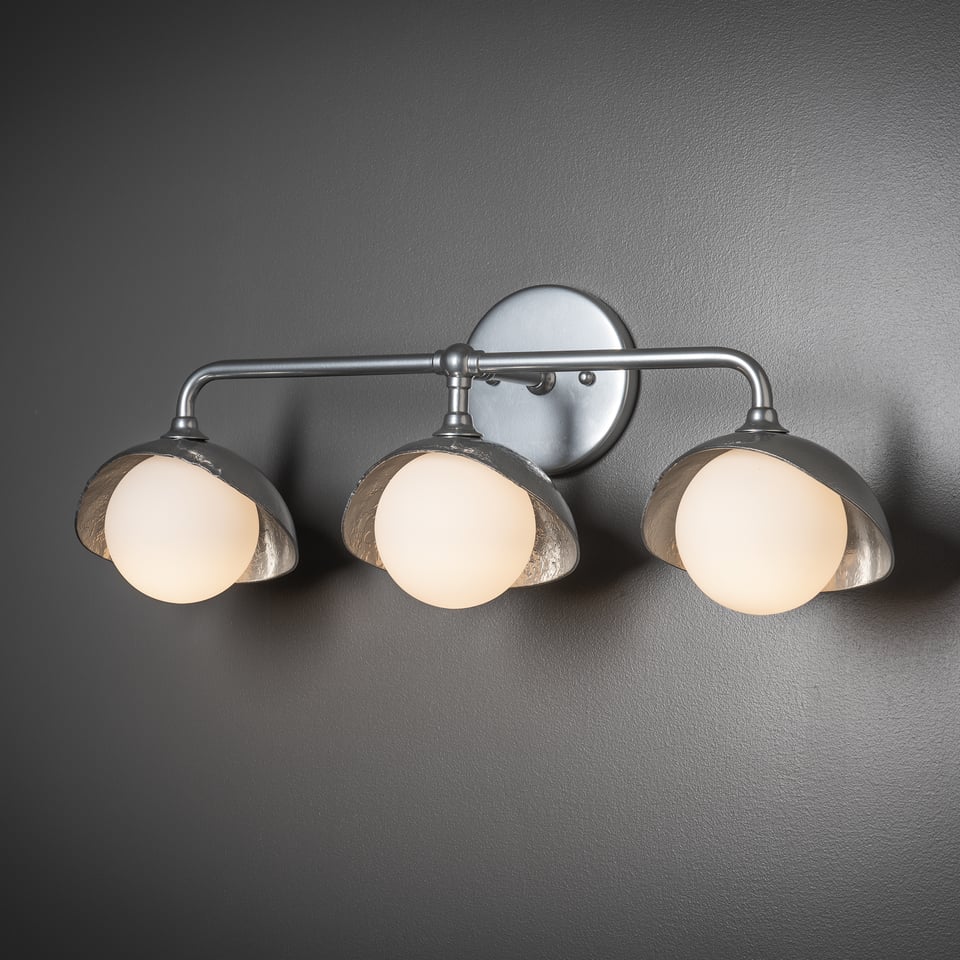 Brooklyn 3-Light Bath Sconce by Hubbardton Forge - Dimmable, Handcrafted Metal & Glass Design