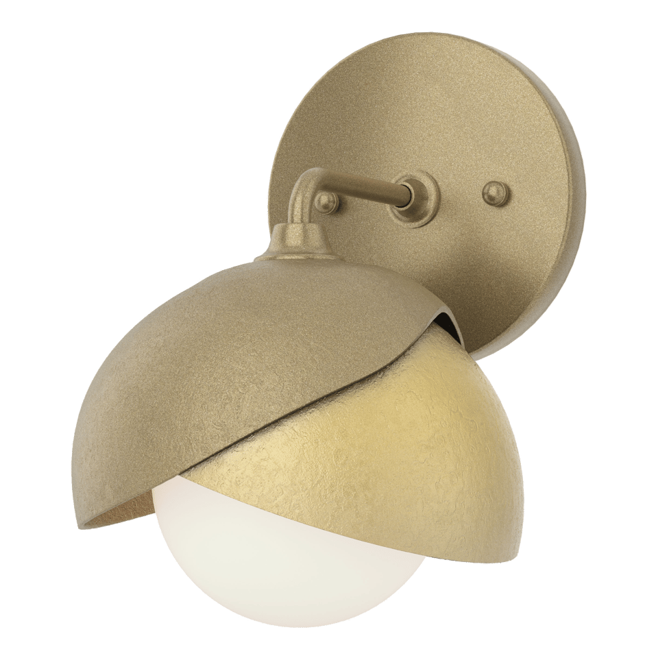 Brooklyn 1-Light Double Shade Bath Sconce By Hubbardton Forge - Dimmable, Handcrafted Quality, Multiple Finishes