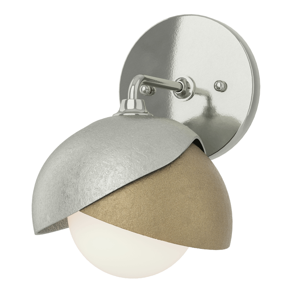 Brooklyn 1-Light Double Shade Bath Sconce By Hubbardton Forge - Dimmable, Handcrafted Quality, Multiple Finishes