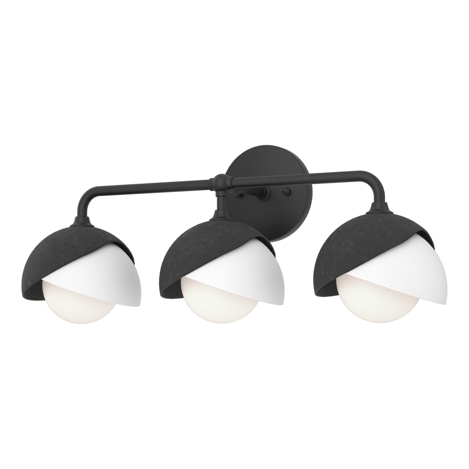 Brooklyn 3-Light Double Shade Bath Sconce - Elegant Design with Opal Glass Shades, UL Damp Rated