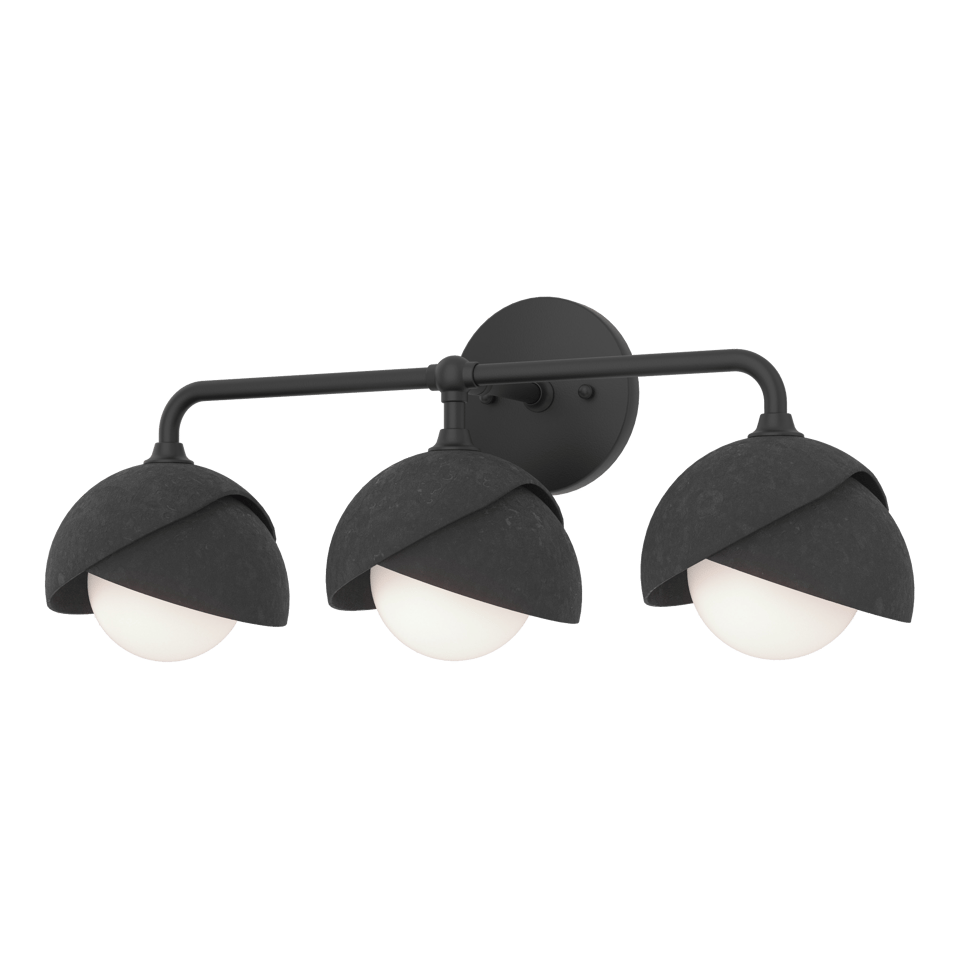 Brooklyn 3-Light Double Shade Bath Sconce - Elegant Design with Opal Glass Shades, UL Damp Rated