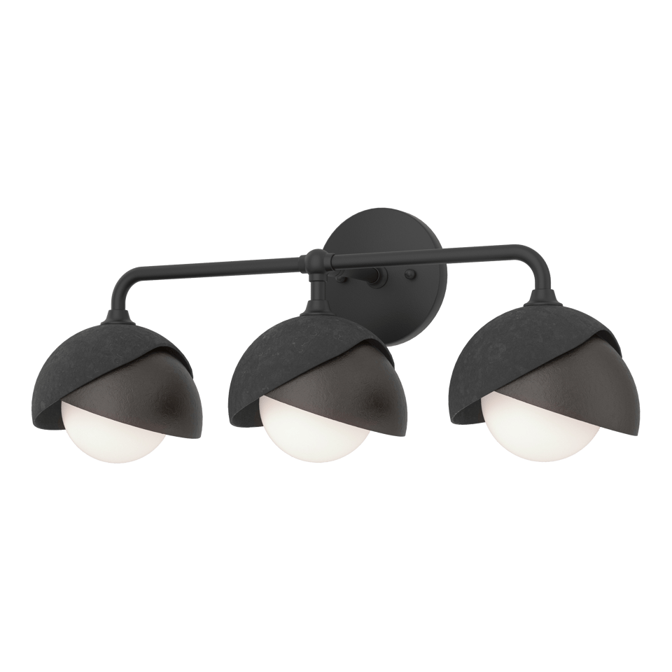 Brooklyn 3-Light Double Shade Bath Sconce - Elegant Design with Opal Glass Shades, UL Damp Rated