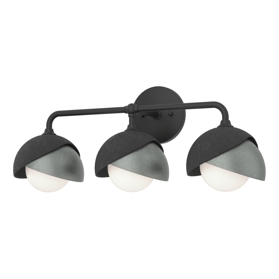 Brooklyn 3-Light Double Shade Bath Sconce - Elegant Design with Opal Glass Shades, UL Damp Rated