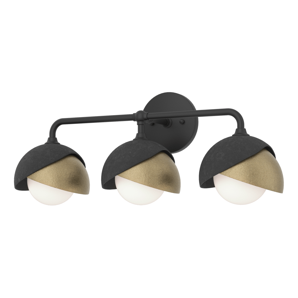 Brooklyn 3-Light Double Shade Bath Sconce - Elegant Design with Opal Glass Shades, UL Damp Rated