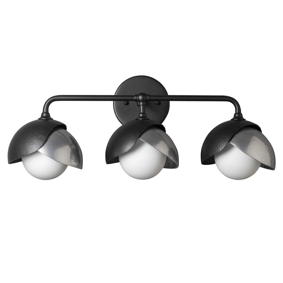 Brooklyn 3-Light Double Shade Bath Sconce - Elegant Design with Opal Glass Shades, UL Damp Rated