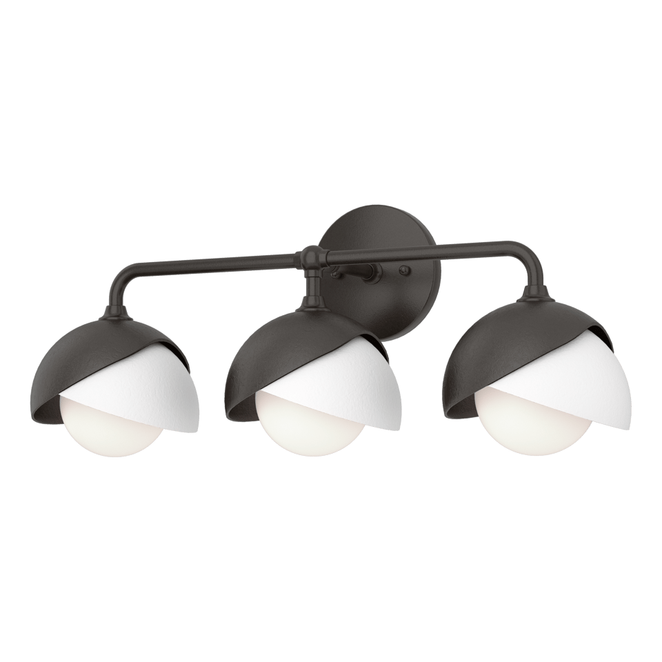 Brooklyn 3-Light Double Shade Bath Sconce - Elegant Design with Opal Glass Shades, UL Damp Rated