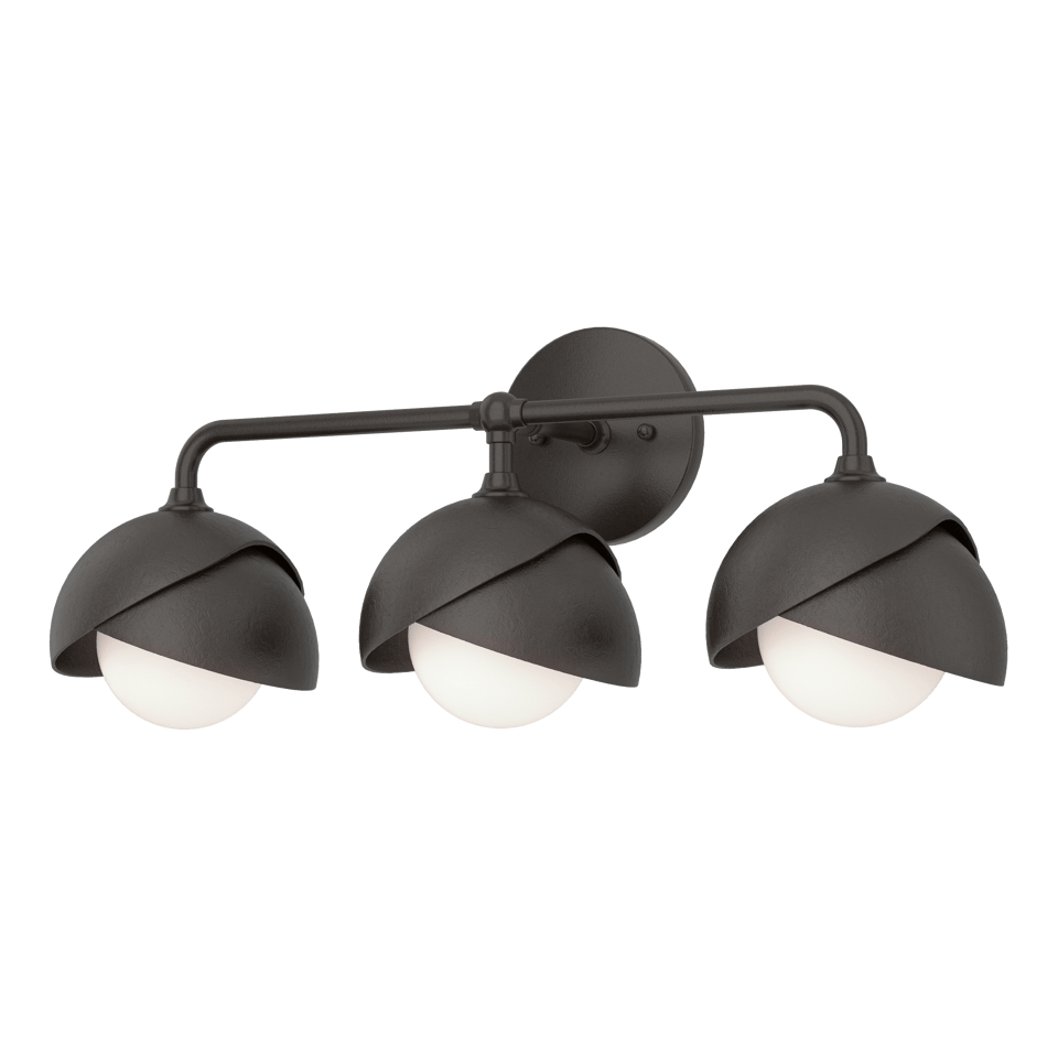 Brooklyn 3-Light Double Shade Bath Sconce - Elegant Design with Opal Glass Shades, UL Damp Rated