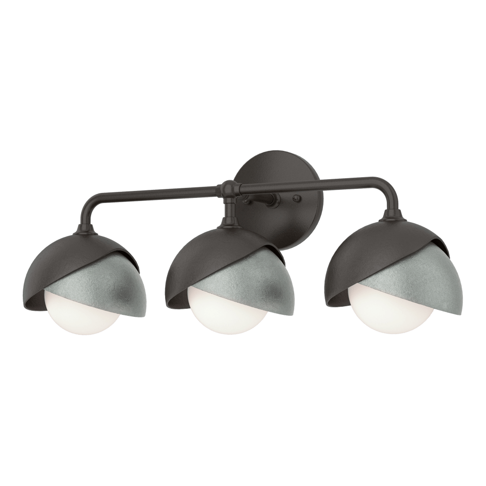 Brooklyn 3-Light Double Shade Bath Sconce - Elegant Design with Opal Glass Shades, UL Damp Rated