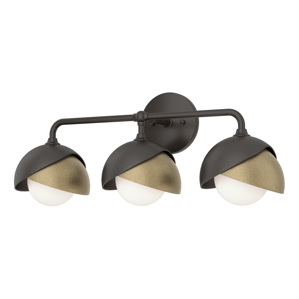 Brooklyn 3-Light Double Shade Bath Sconce - Elegant Design with Opal Glass Shades, UL Damp Rated