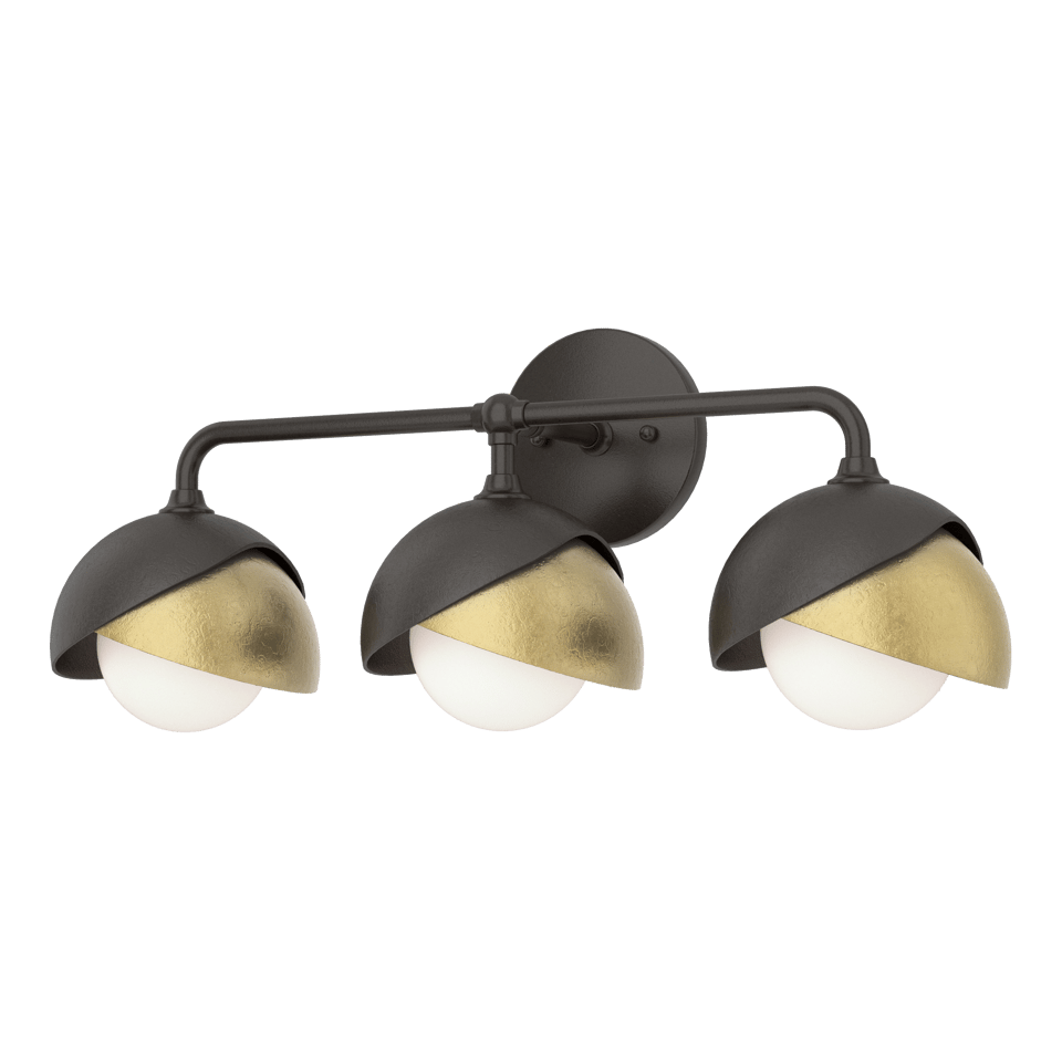 Brooklyn 3-Light Double Shade Bath Sconce - Elegant Design with Opal Glass Shades, UL Damp Rated