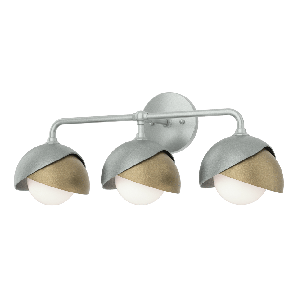 Brooklyn 3-Light Double Shade Bath Sconce - Elegant Design with Opal Glass Shades, UL Damp Rated