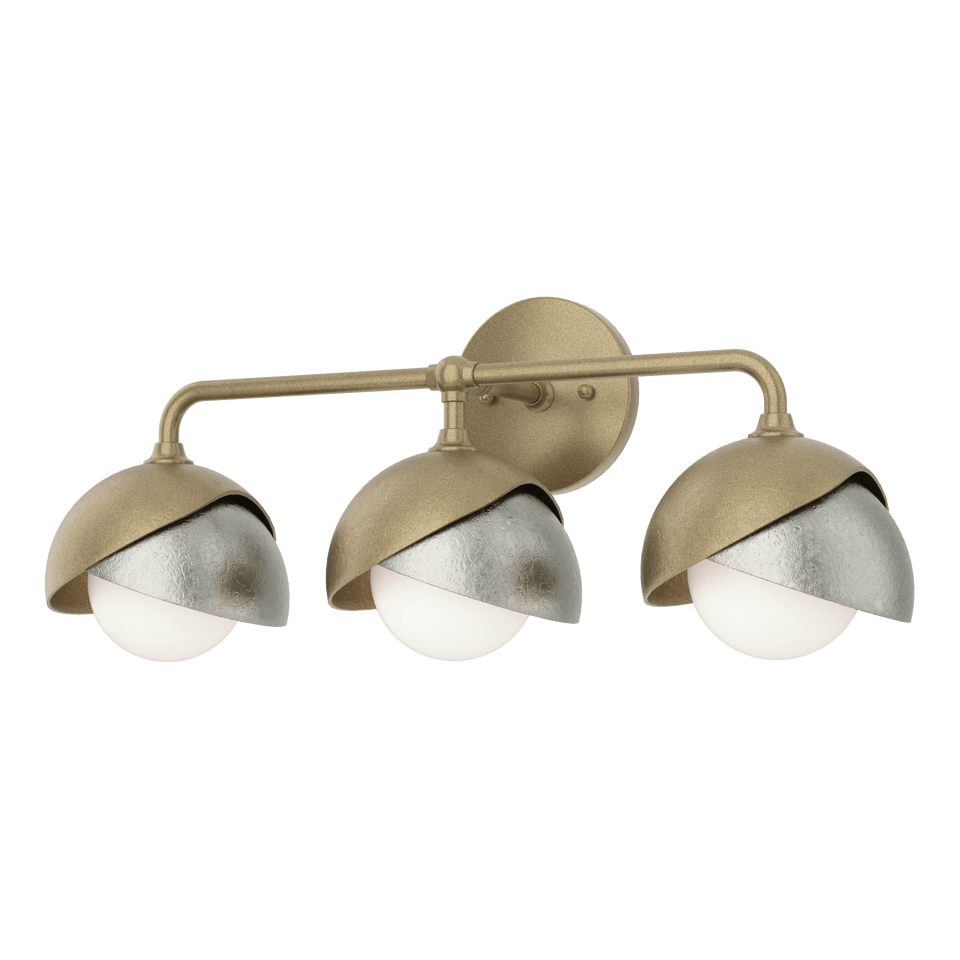 Brooklyn 3-Light Double Shade Bath Sconce - Elegant Design with Opal Glass Shades, UL Damp Rated