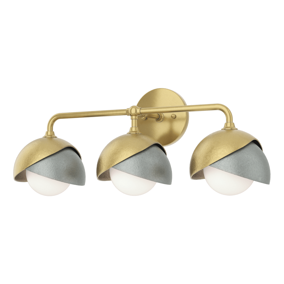 Brooklyn 3-Light Double Shade Bath Sconce - Elegant Design with Opal Glass Shades, UL Damp Rated