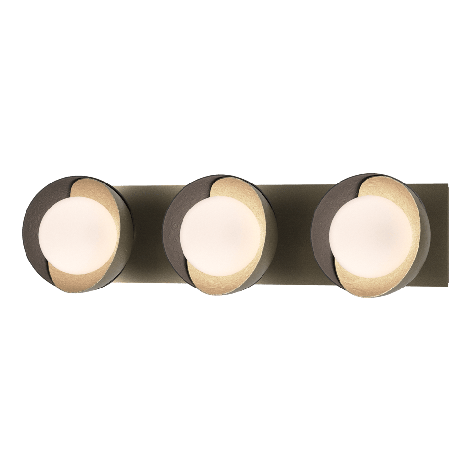 Hubbardton Forge Brooklyn 3-Light Double Shade Bath Sconce - Versatile Mounting, UL Damp Rated, Multiple Finishes