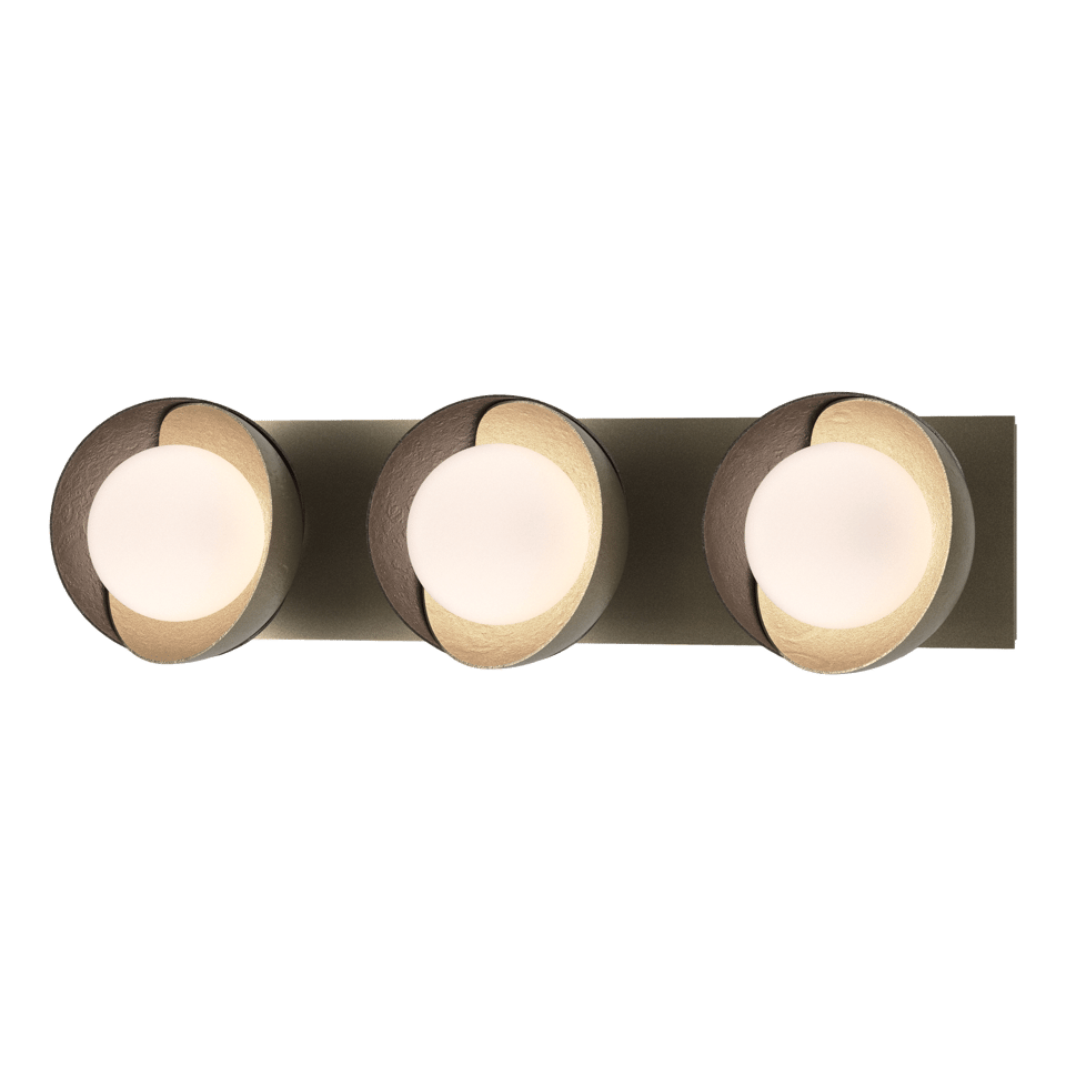 Hubbardton Forge Brooklyn 3-Light Double Shade Bath Sconce - Versatile Mounting, UL Damp Rated, Multiple Finishes