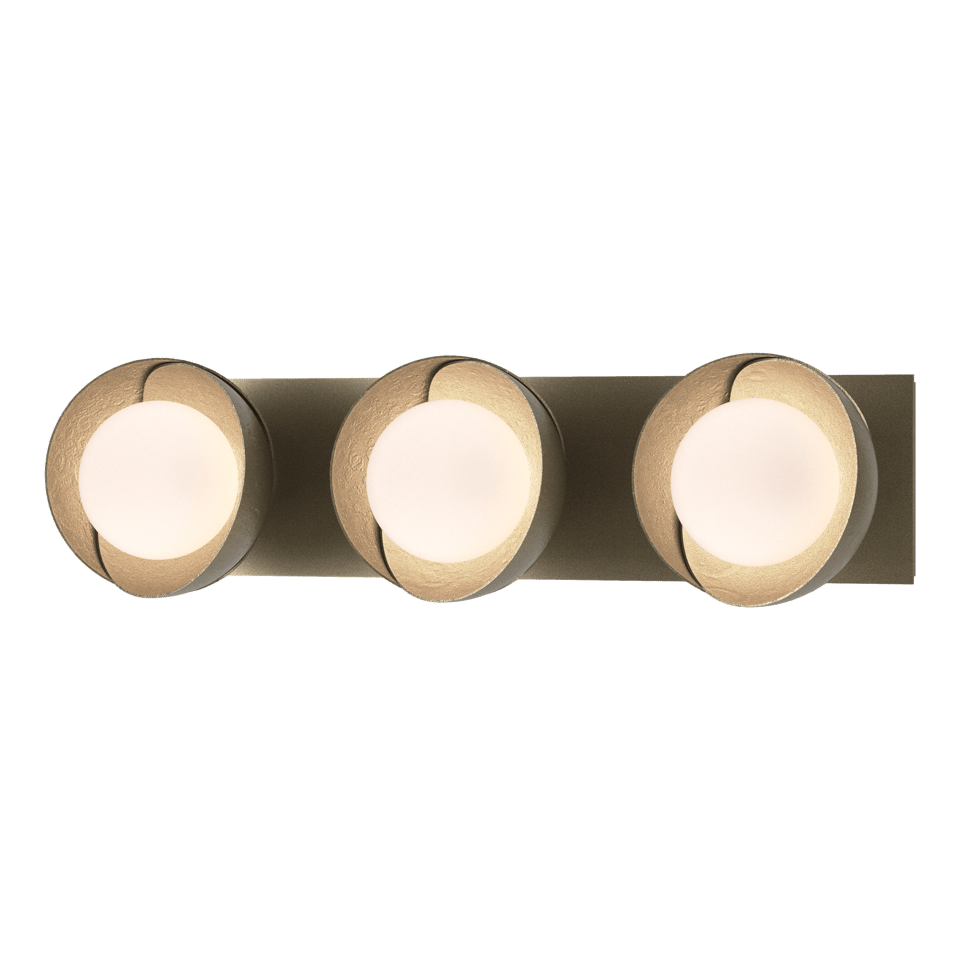 Hubbardton Forge Brooklyn 3-Light Double Shade Bath Sconce - Versatile Mounting, UL Damp Rated, Multiple Finishes