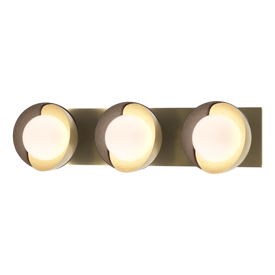 Hubbardton Forge Brooklyn 3-Light Double Shade Bath Sconce - Versatile Mounting, UL Damp Rated, Multiple Finishes