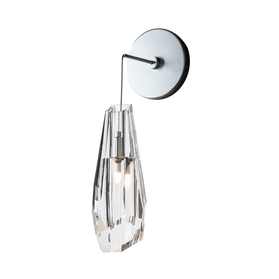 Luma Low Voltage Wall Sconce by Hubbardton Forge, Crystal Shade, Customizable Finish Options