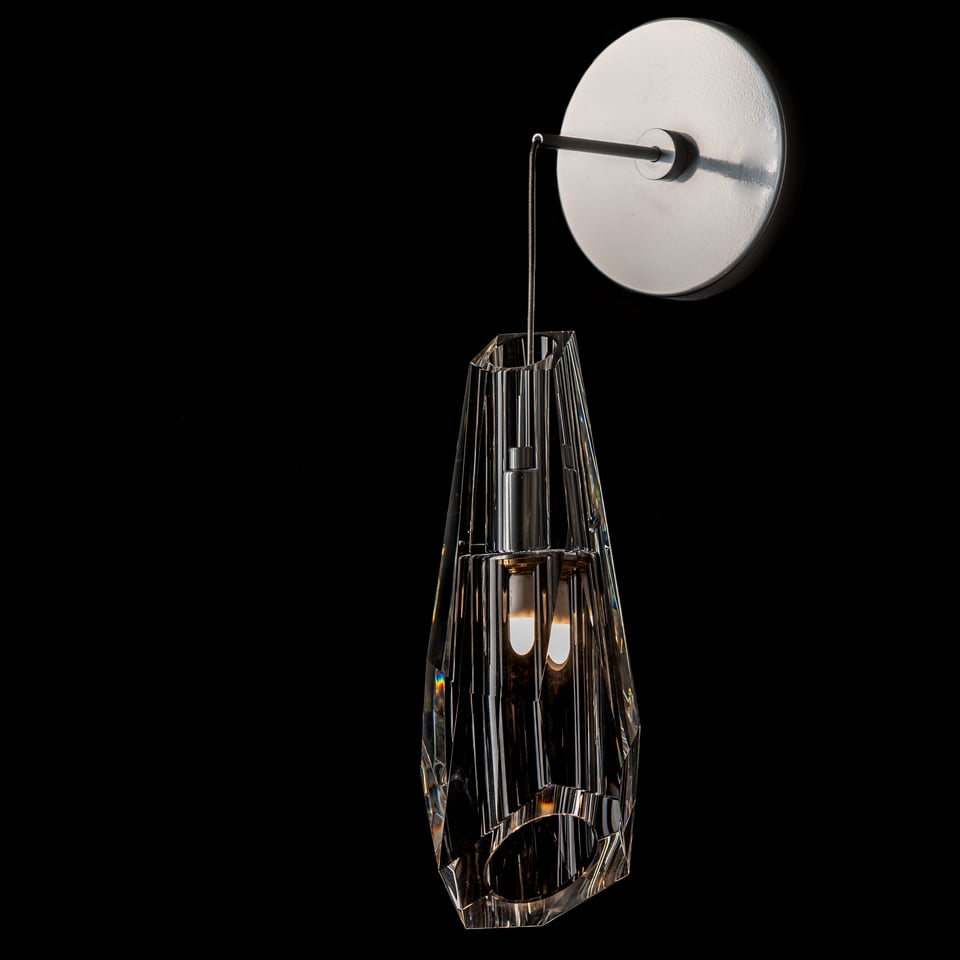 Luma Low Voltage Wall Sconce by Hubbardton Forge, Crystal Shade, Customizable Finish Options