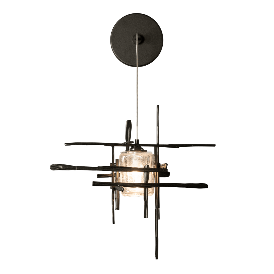 Tura Seeded Glass Low Voltage Sconce by Hubbardton Forge, Dimmable, Handcrafted, 15" Tall