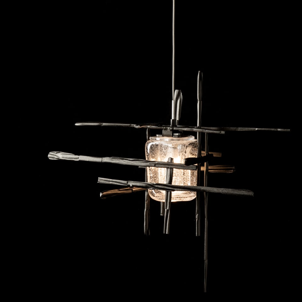 Tura Seeded Glass Low Voltage Sconce by Hubbardton Forge, Dimmable, Handcrafted, 15" Tall