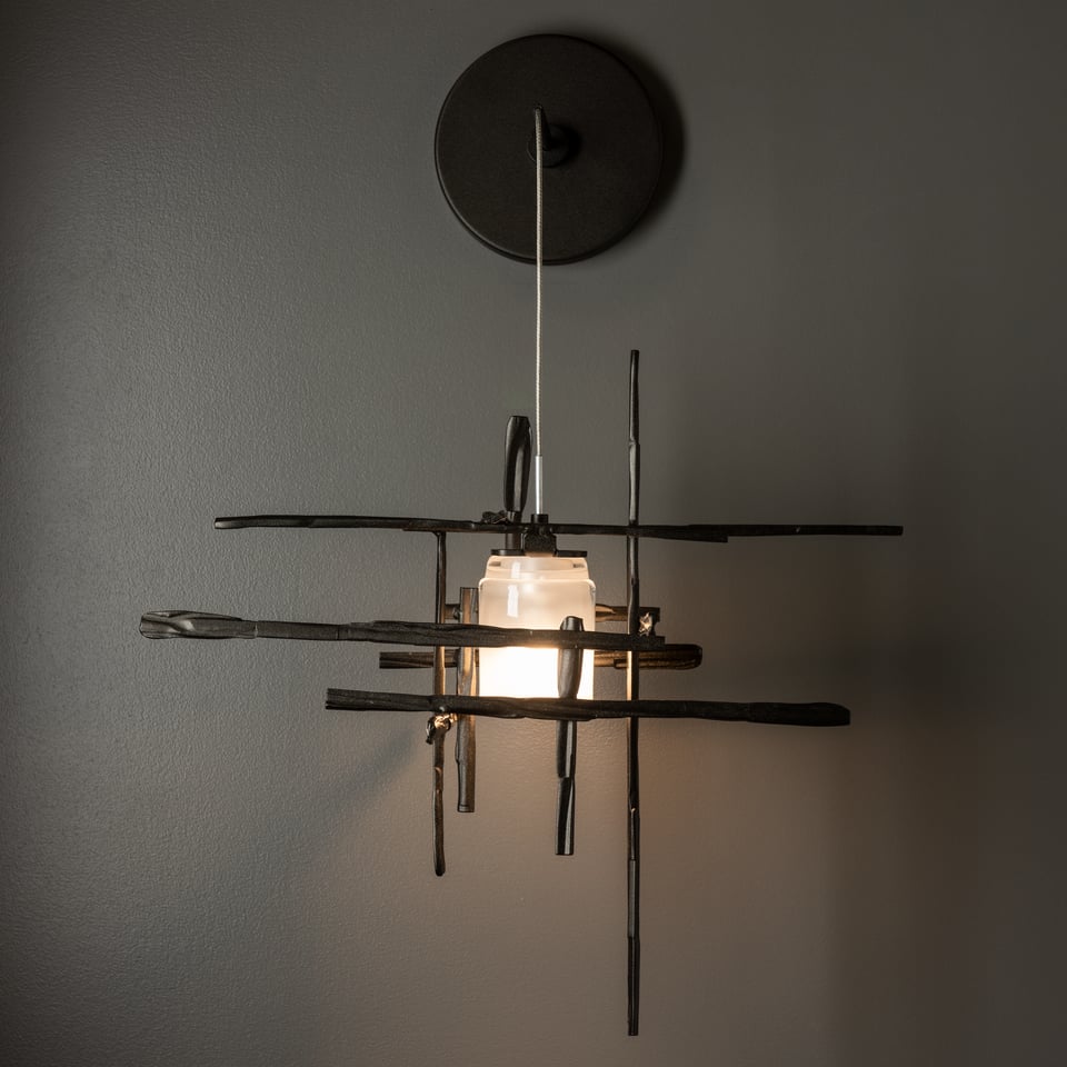 Tura Frosted Glass Low Voltage Sconce by Hubbardton Forge, Dimmable, Energy Efficient, Versatile Finishes