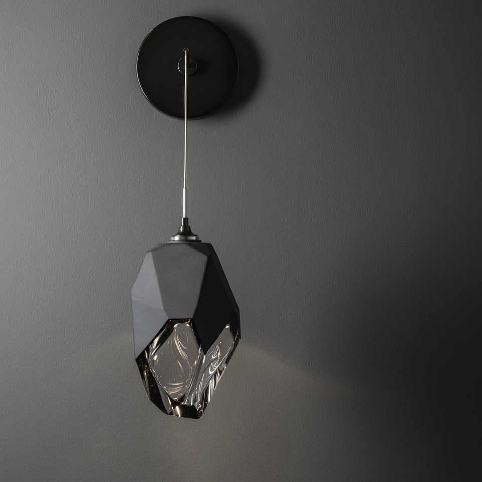 Hubbardton Forge Chrysalis 201398 Large Low Voltage Sconce With Customizable Height & Handcrafted Crystal