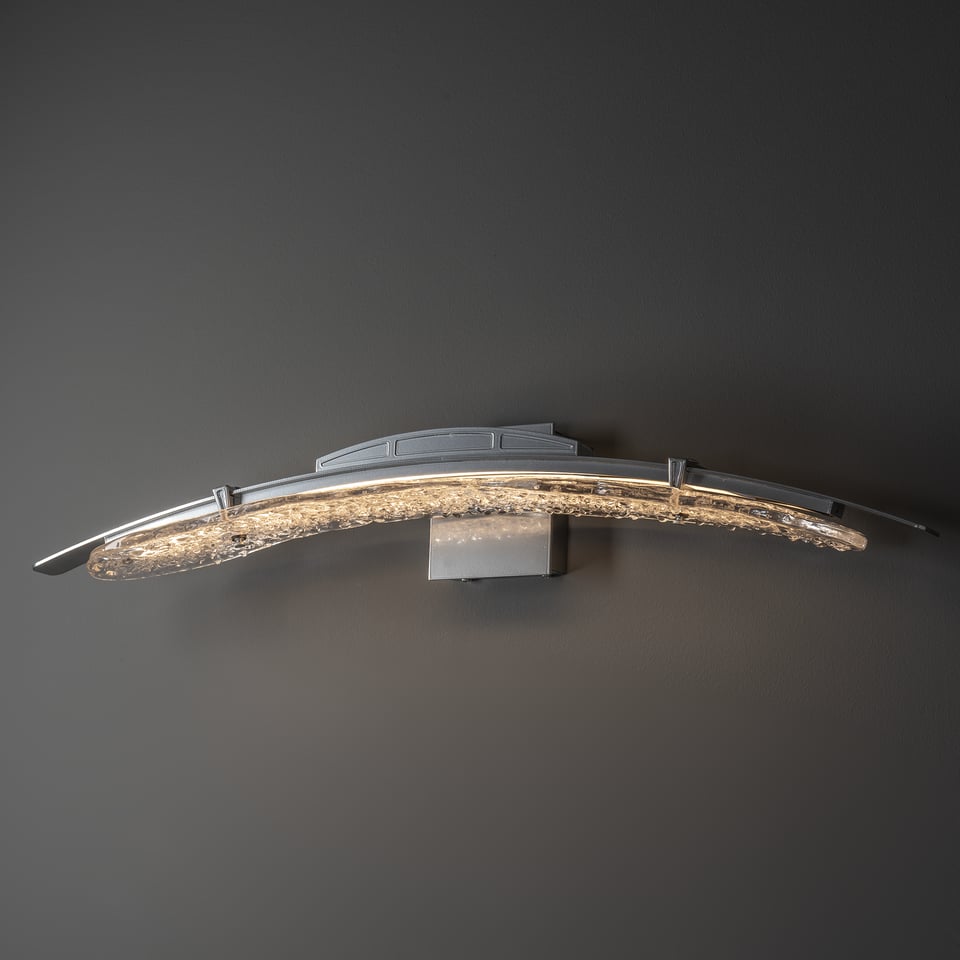 Glissade 1-Light LED Bath Sconce By Hubbardton Forge, Dimmable, Energy Efficient, Unique Hand-Poured Glass