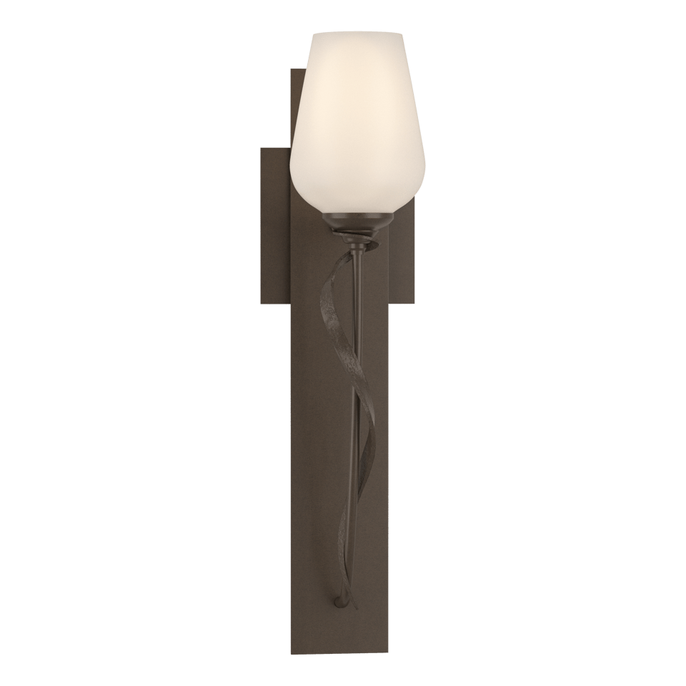 Hubbardton Forge Flora Sconce 203030 - Dimmable Wall Light with Glass Flower Shade and Customizable Finishes