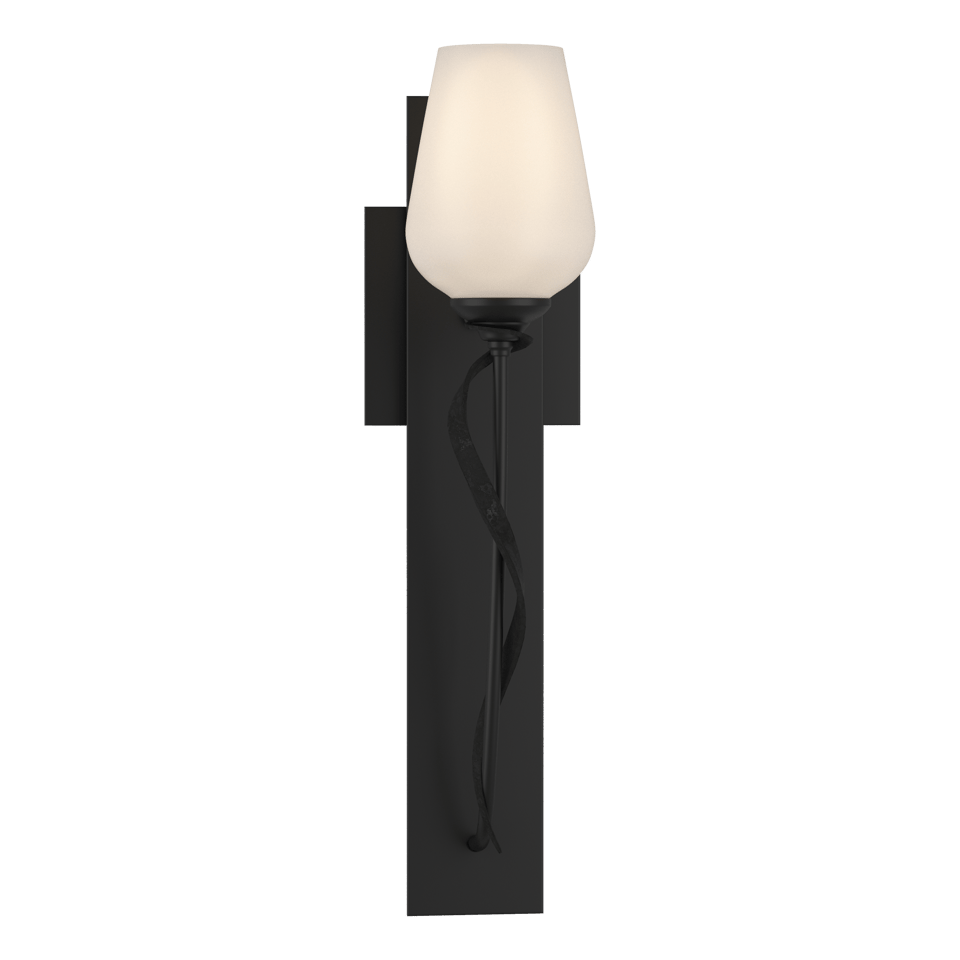 Hubbardton Forge Flora Sconce 203030 - Dimmable Wall Light with Glass Flower Shade and Customizable Finishes