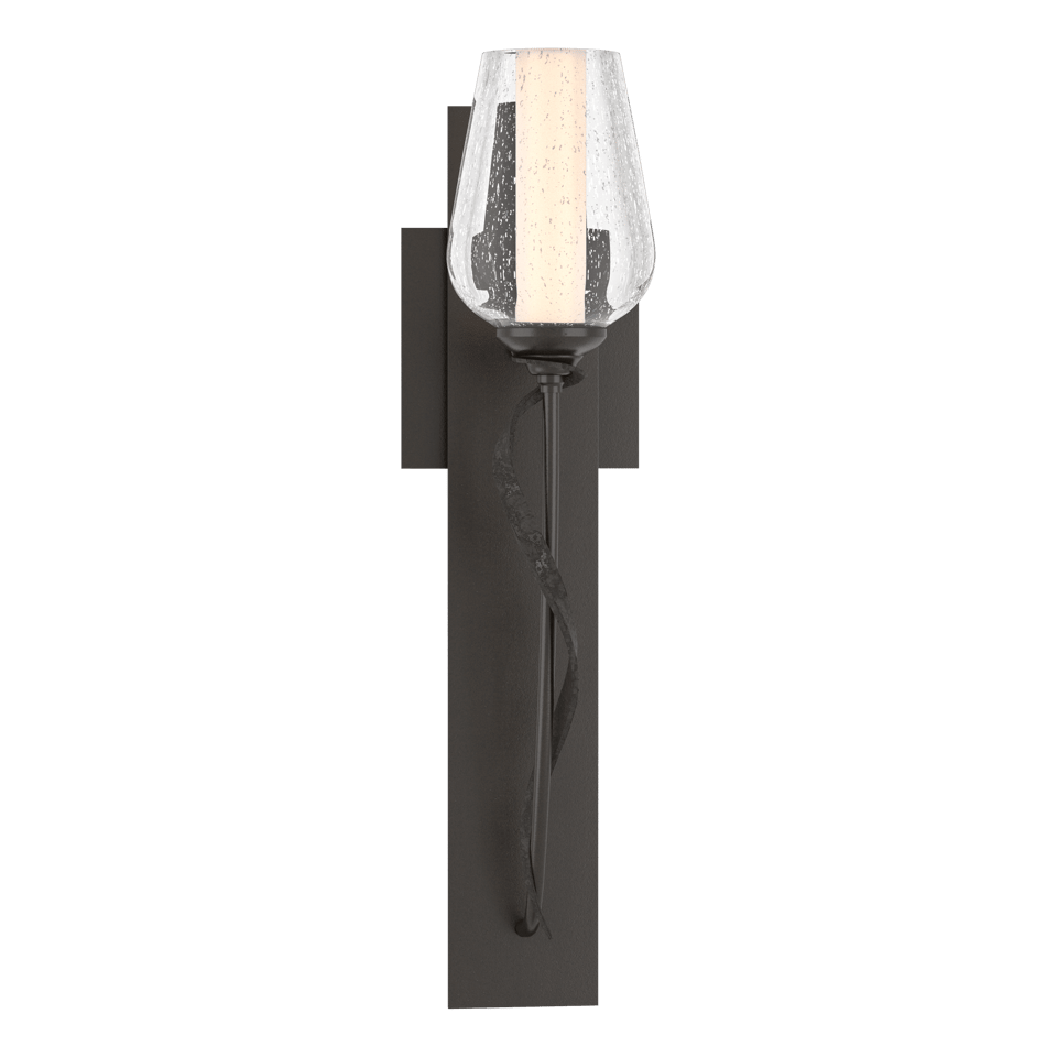 Hubbardton Forge Flora Sconce 203030 - Dimmable Wall Light with Glass Flower Shade and Customizable Finishes