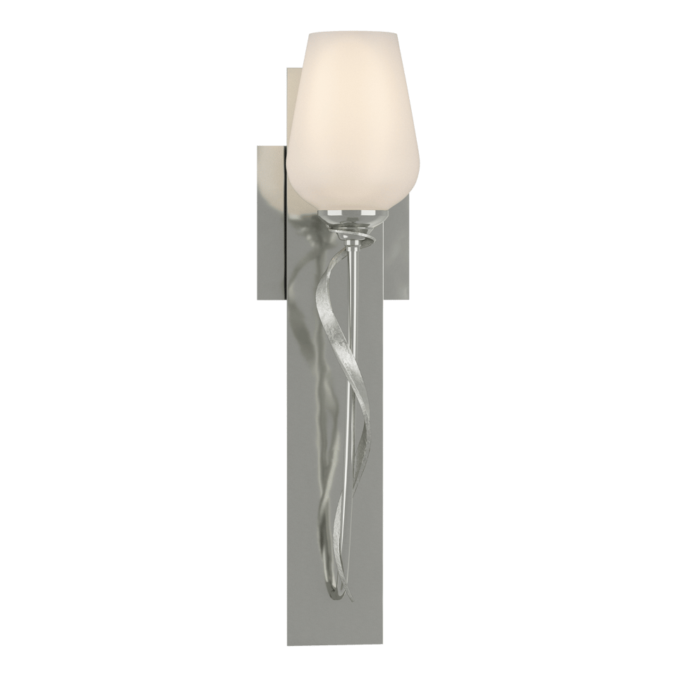 Hubbardton Forge Flora Sconce 203030 - Dimmable Wall Light with Glass Flower Shade and Customizable Finishes