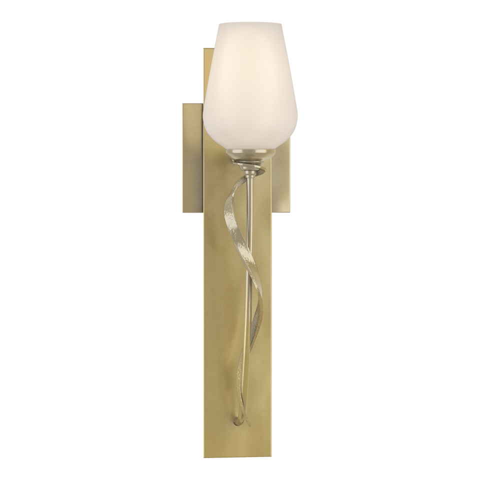 Hubbardton Forge Flora Sconce 203030 - Dimmable Wall Light with Glass Flower Shade and Customizable Finishes